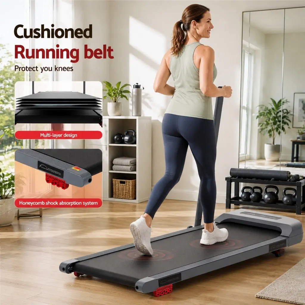Treadmill Electric Walking Pad Grey Foldable Under Desk 380mm Adjustable Incline