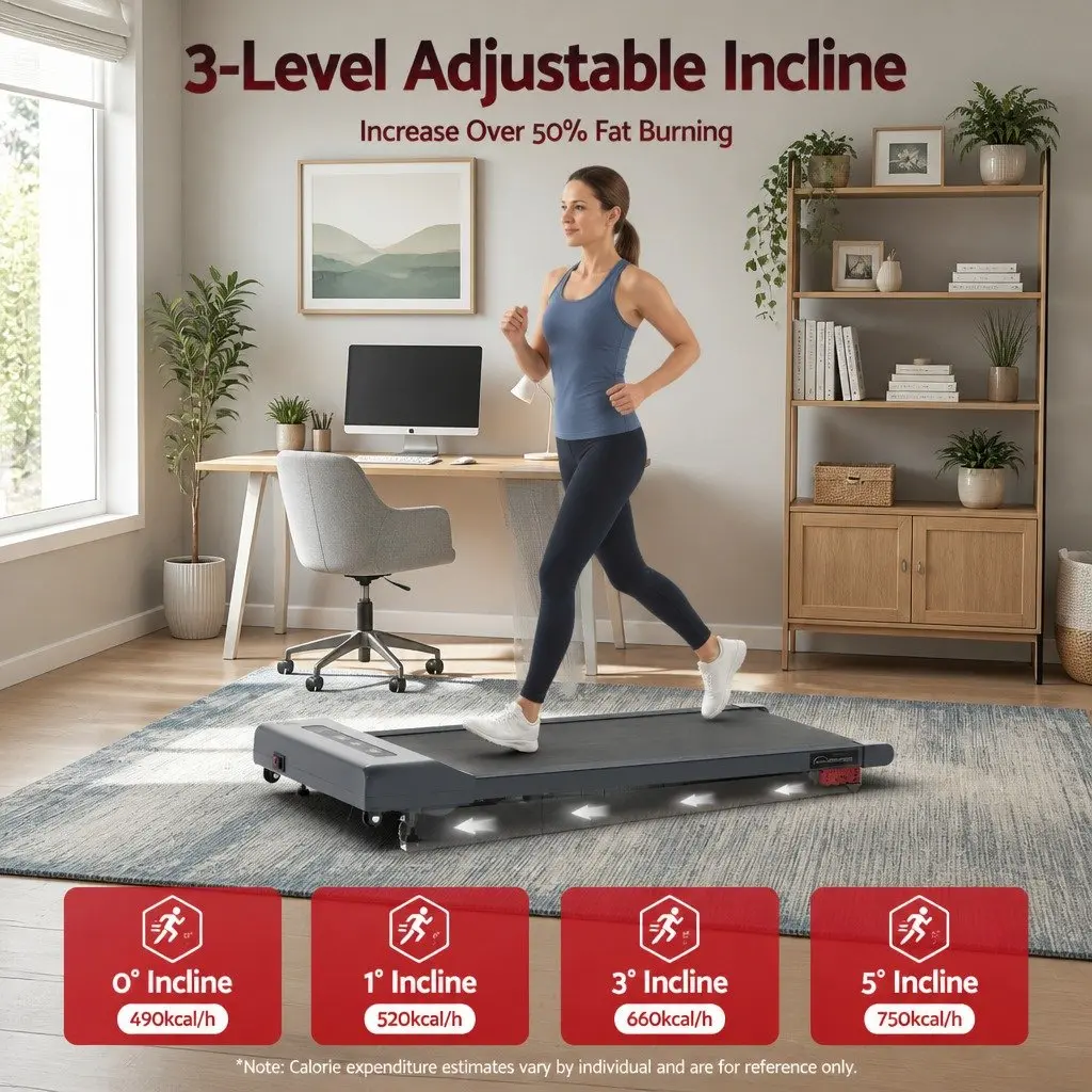 Electric Walking Pad Treadmill Compact Portable Under Desk Grey