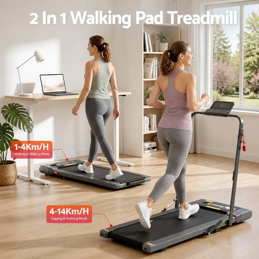 Electric Under Desk Treadmill Foldable 400mm Wide Running Belt Grey