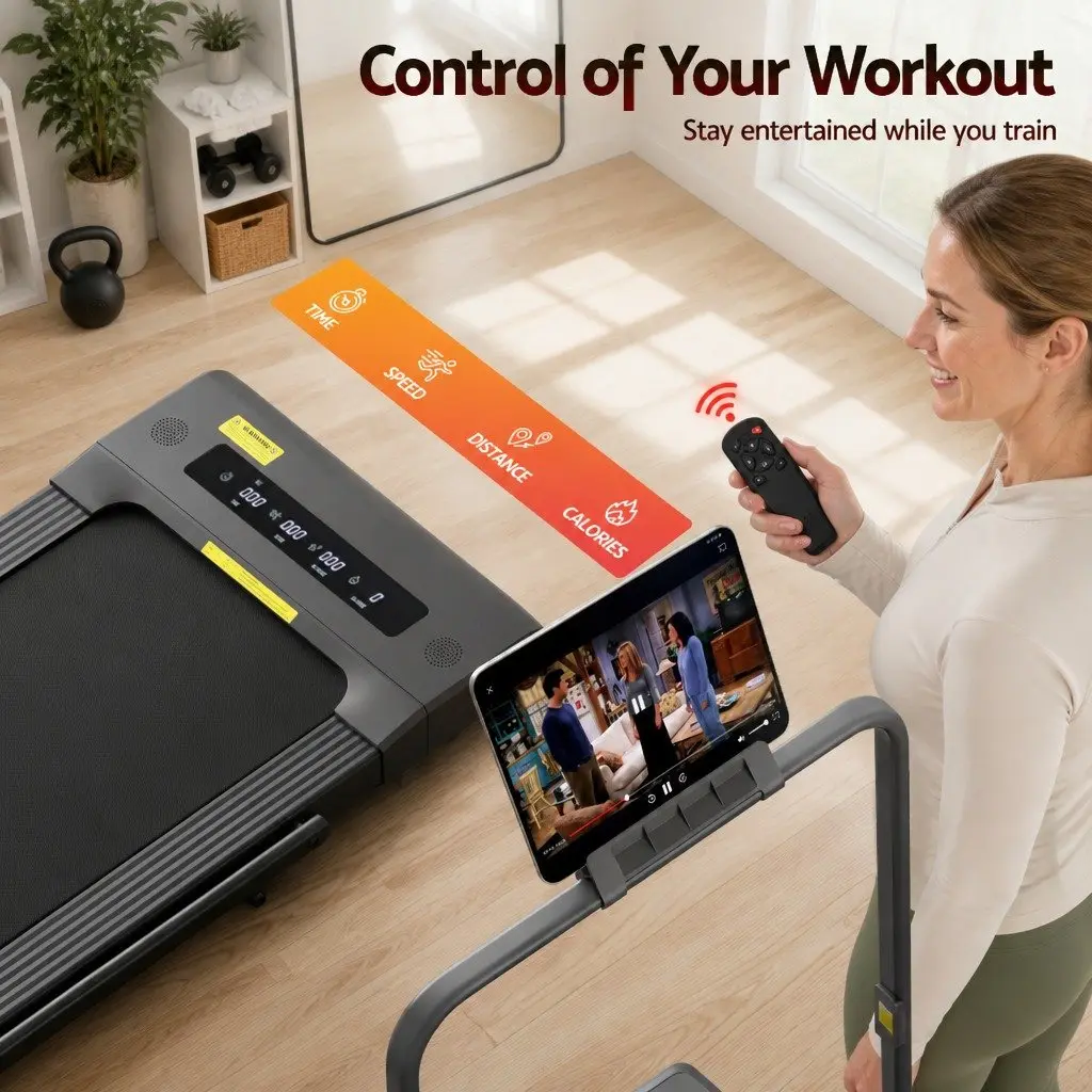 Electric Under Desk Treadmill Foldable 400mm Wide Running Belt Grey