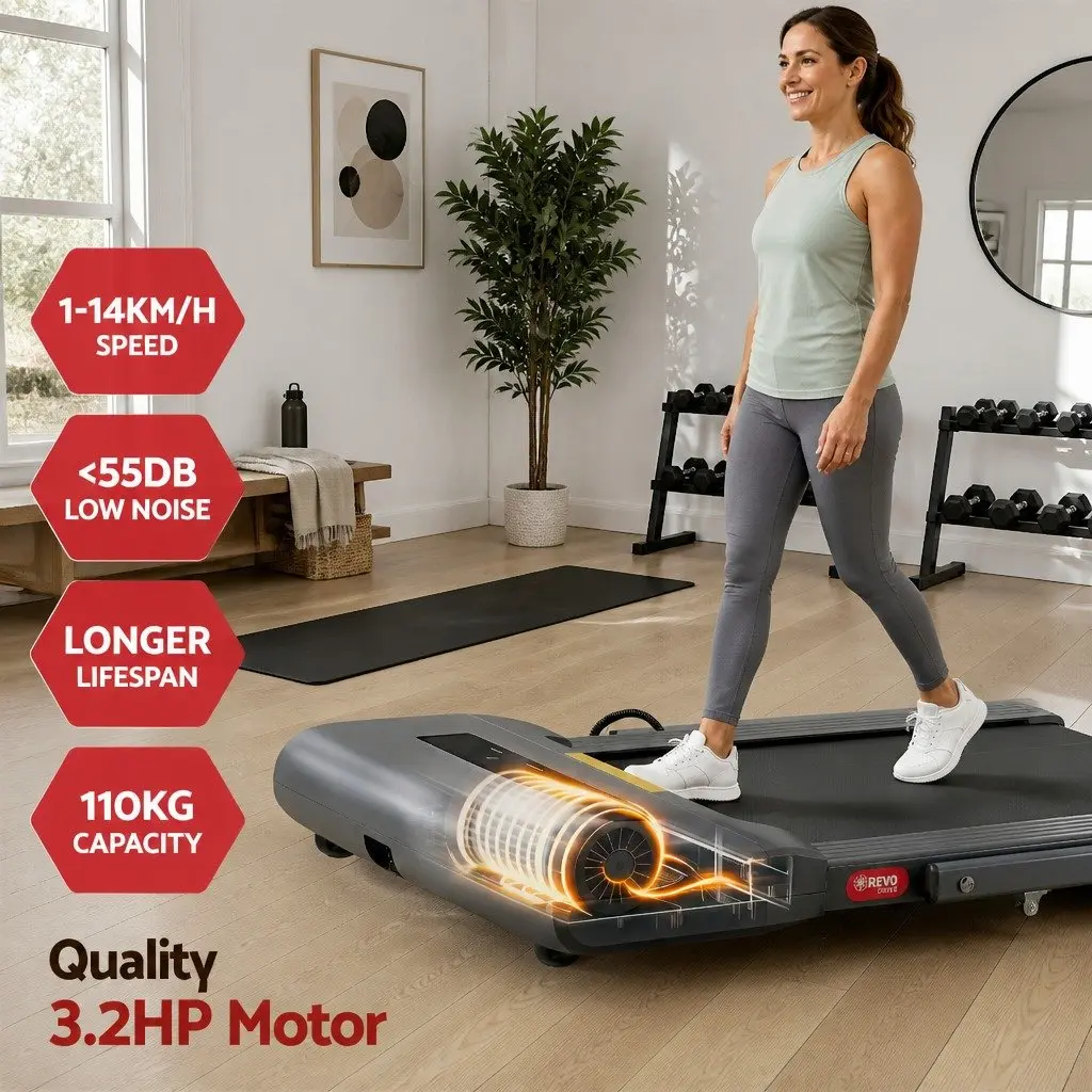 Electric Under Desk Treadmill Foldable 400mm Wide Running Belt Grey