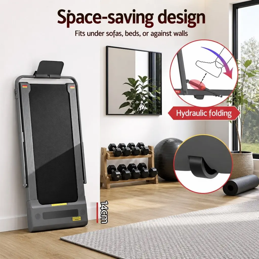Electric Under Desk Treadmill Foldable 400mm Wide Running Belt Grey
