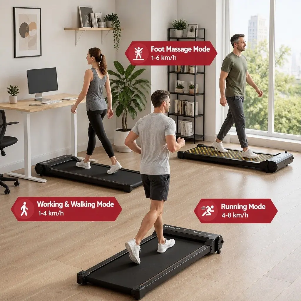 Walking Pad Treadmill Dual-Sided Under Desk 119cm Black