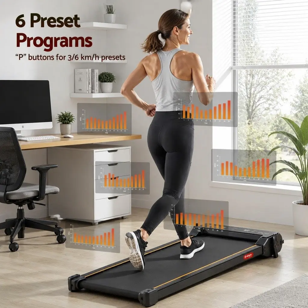 Walking Pad Treadmill Dual-Sided Under Desk 119cm Black