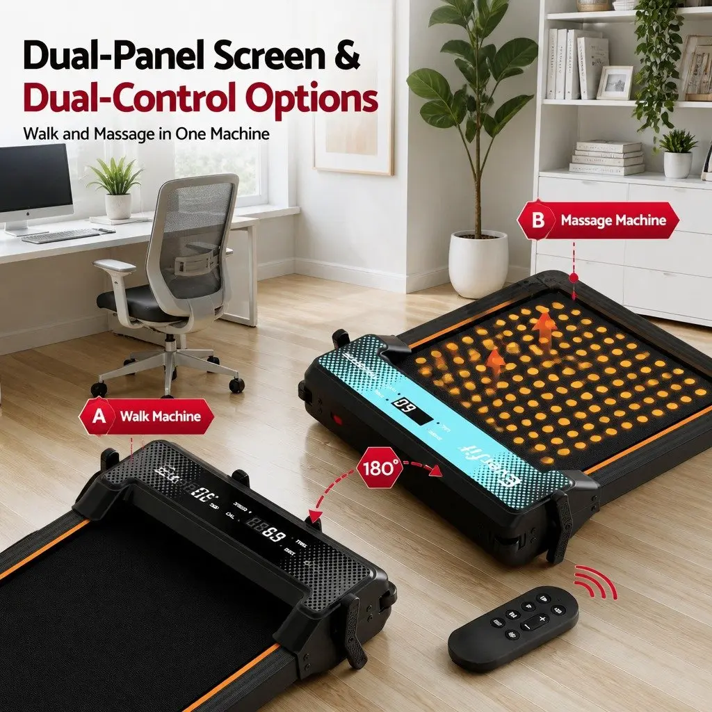 Walking Pad Treadmill Dual-Sided Under Desk 119cm Black