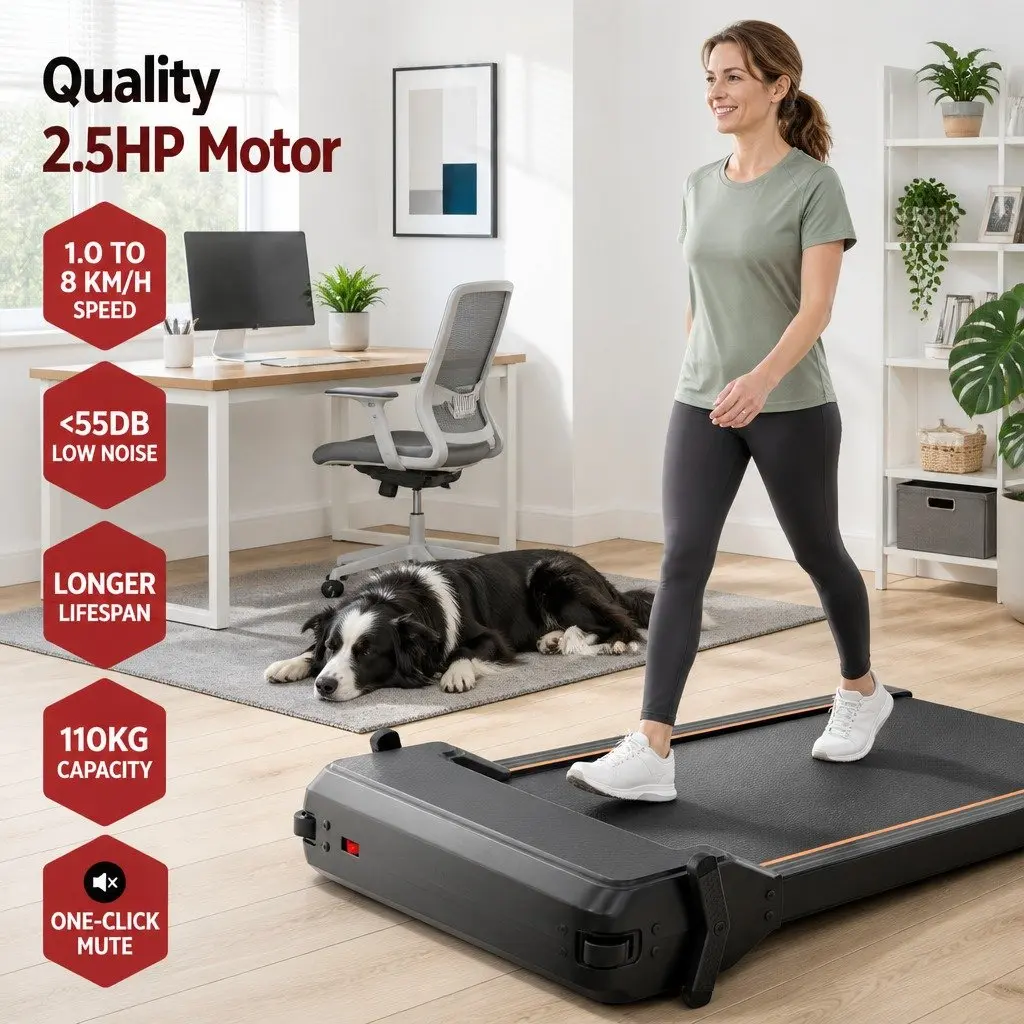 Walking Pad Treadmill Dual-Sided Under Desk 119cm Black