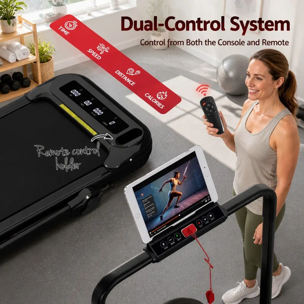 Electric Treadmill Compact Foldable 3 Level Incline Home Gym Black