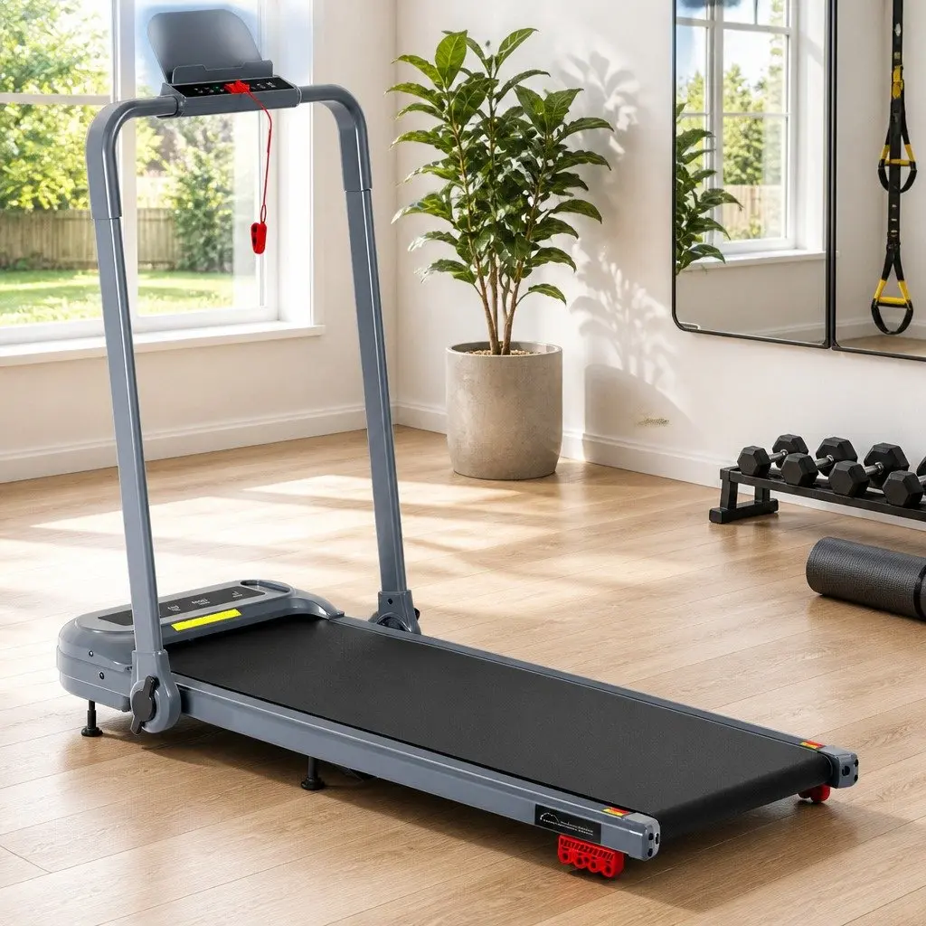 Electric Treadmill Compact Foldable 3-Level Incline Home Gym Grey