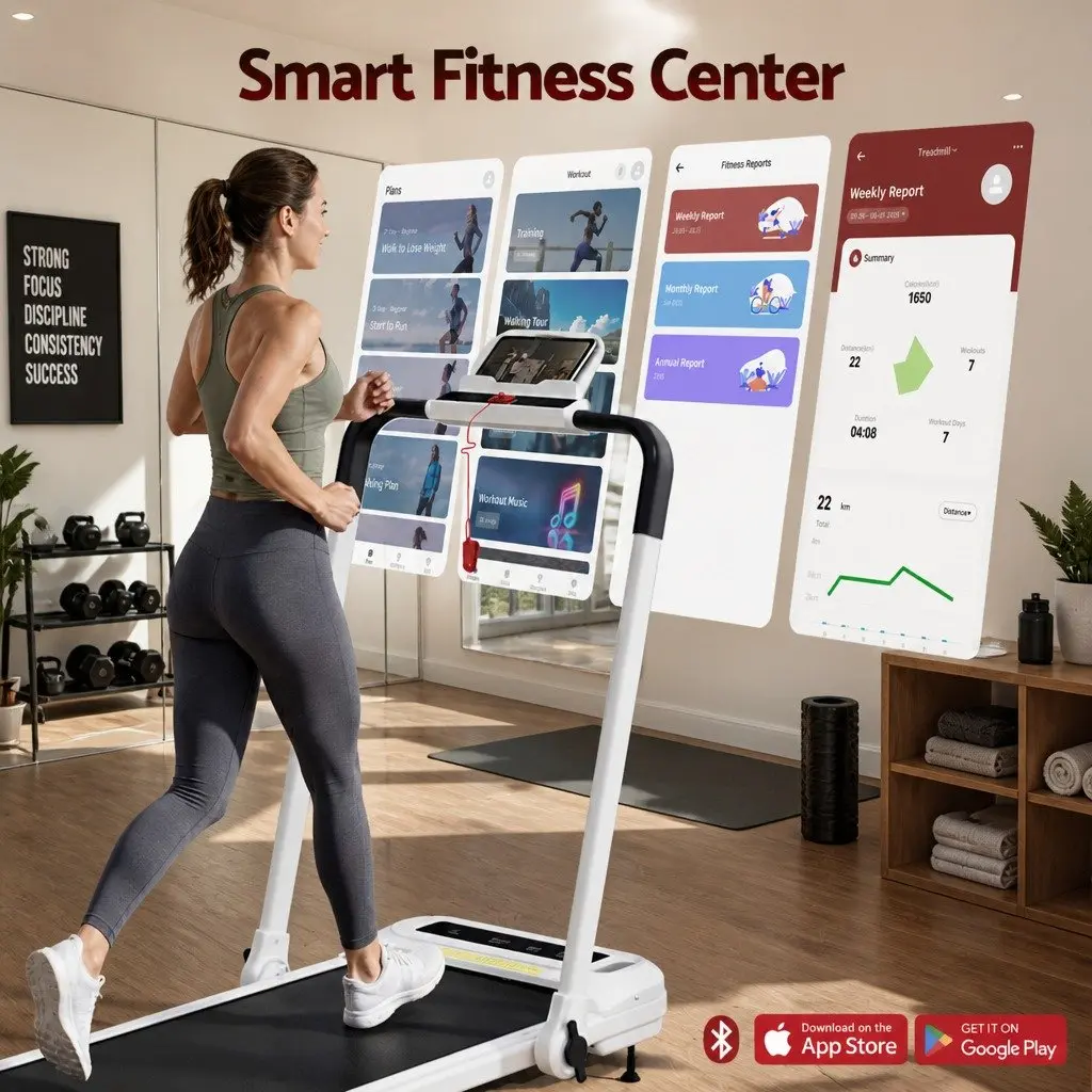 Electric Treadmill Foldable Home Gym 3 Incline Level White