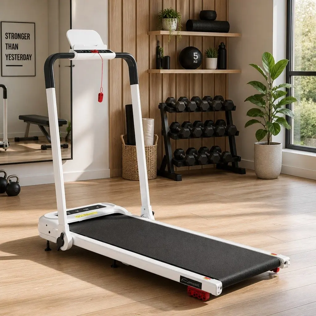 Electric Treadmill Foldable Home Gym 3 Incline Level White