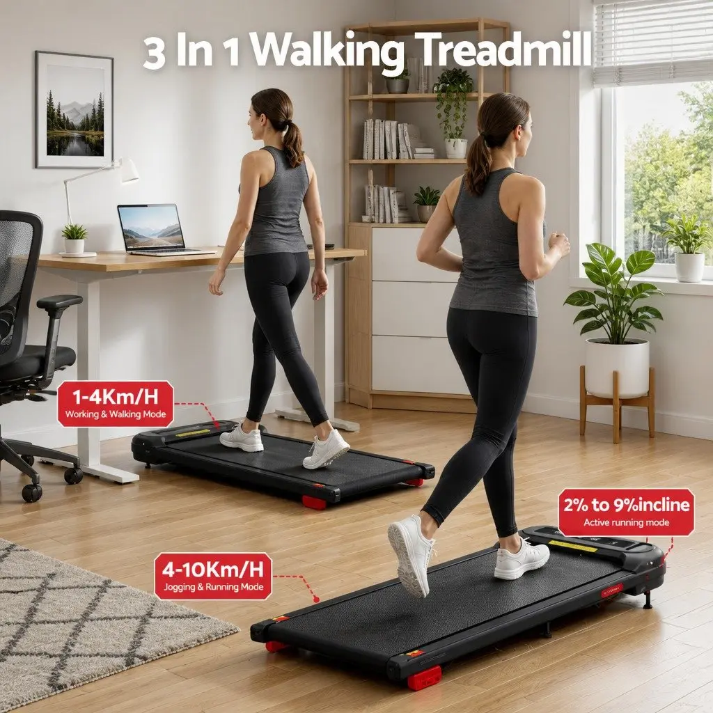 Electric Treadmill Under Desk Compact 400mm Wide Black