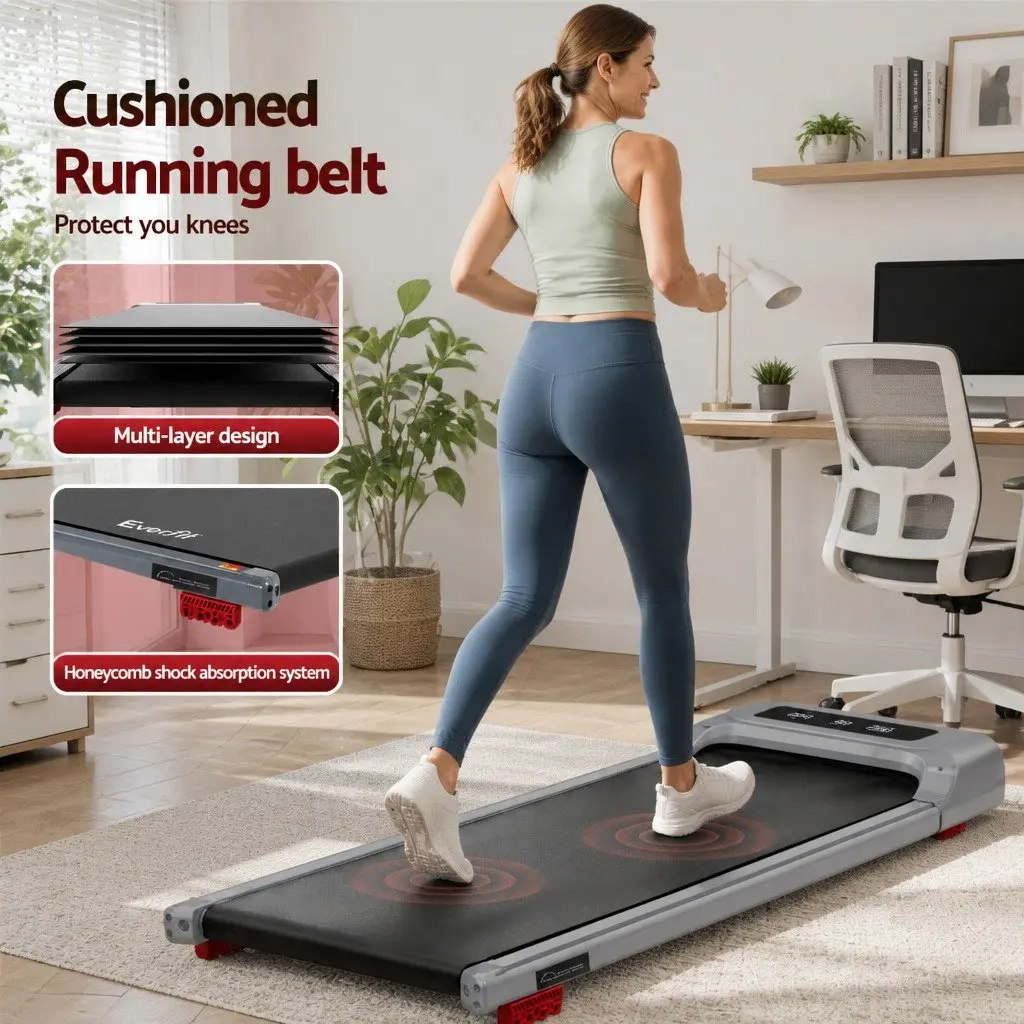 Walking Pad Treadmill Electric Under Desk Grey 3 Incline Levels