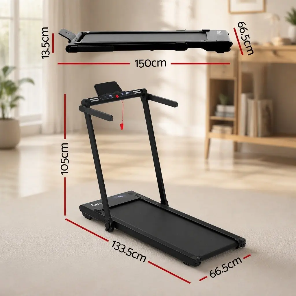 3-in-1 Treadmill Foldable Under Desk 40cm Belt Black