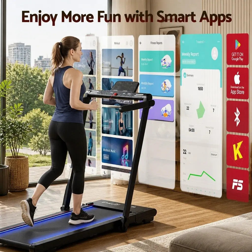 3-in-1 Treadmill Foldable Under Desk 40cm Belt Black