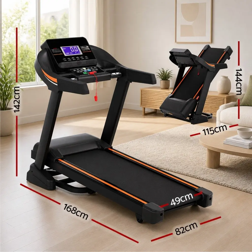 Electric Treadmill Automatic Incline 15 Level 168cm Black