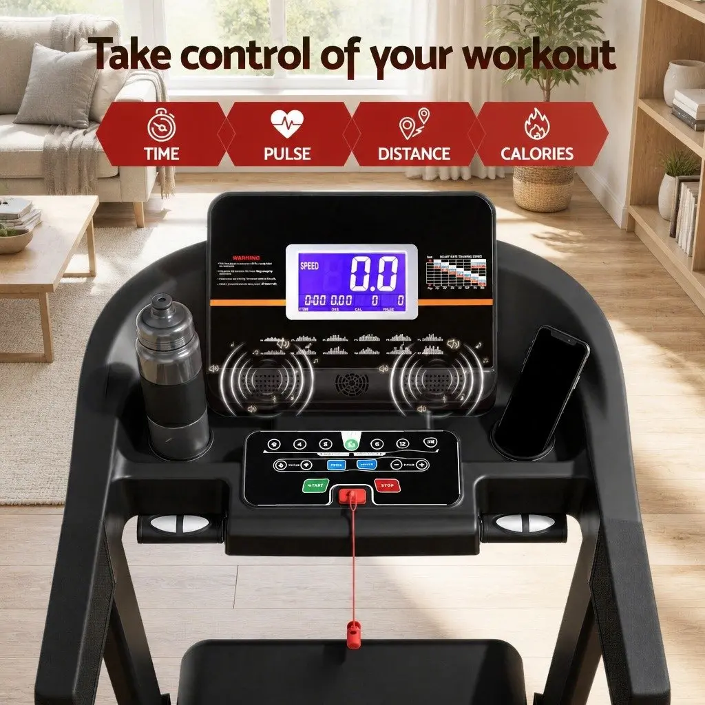 Electric Treadmill Automatic Incline 15 Level 168cm Black