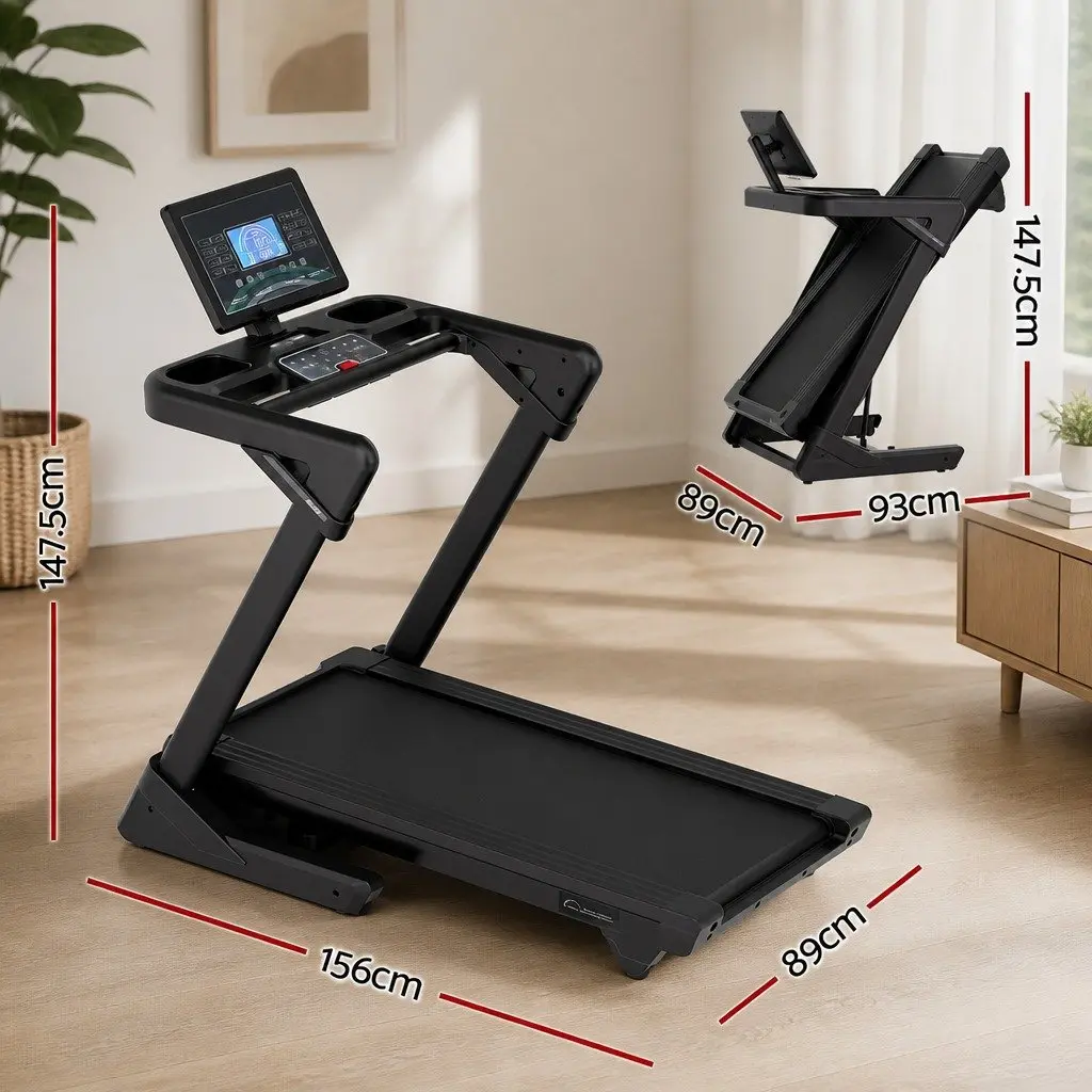 Foldable Treadmill Electric 500mm Wide Belt 130cm x 50cm Black