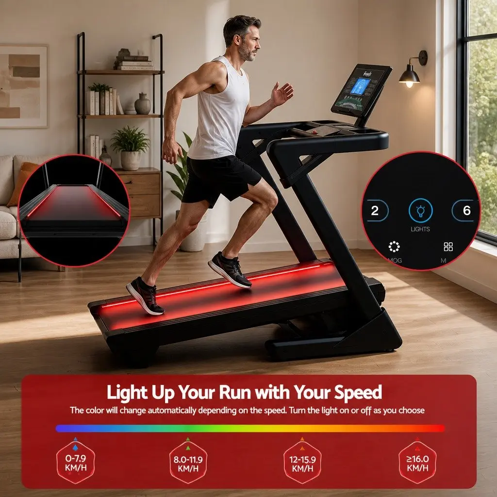 Foldable Treadmill Electric 500mm Wide Belt 130cm x 50cm Black