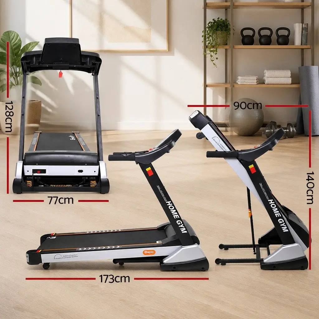 Electric Treadmill Powder-coated Steel Frame 125cm x 48cm Black and White