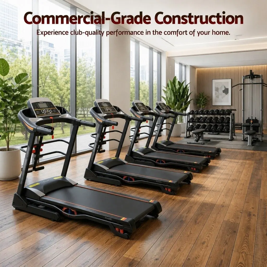Electric Treadmill Home Gym Fitness Machine Steel Frame 125cm x 48cm Black