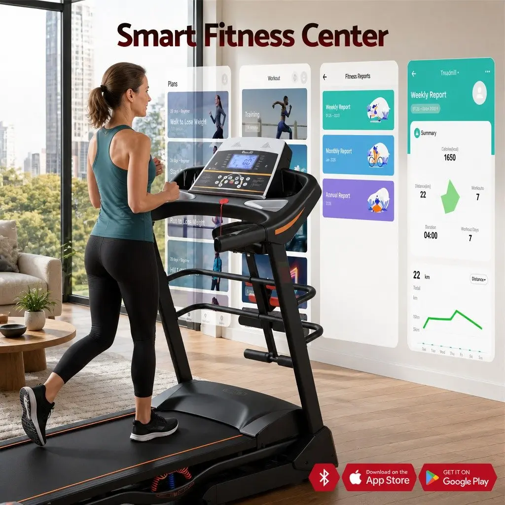 Electric Treadmill Home Gym Fitness Machine Steel Frame 125cm x 48cm Black