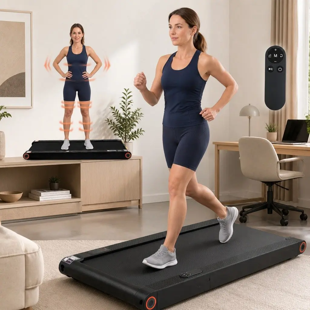 4-in-1 Walking Pad Treadmill Compact Under Desk Home Gym Machine 108cm Black