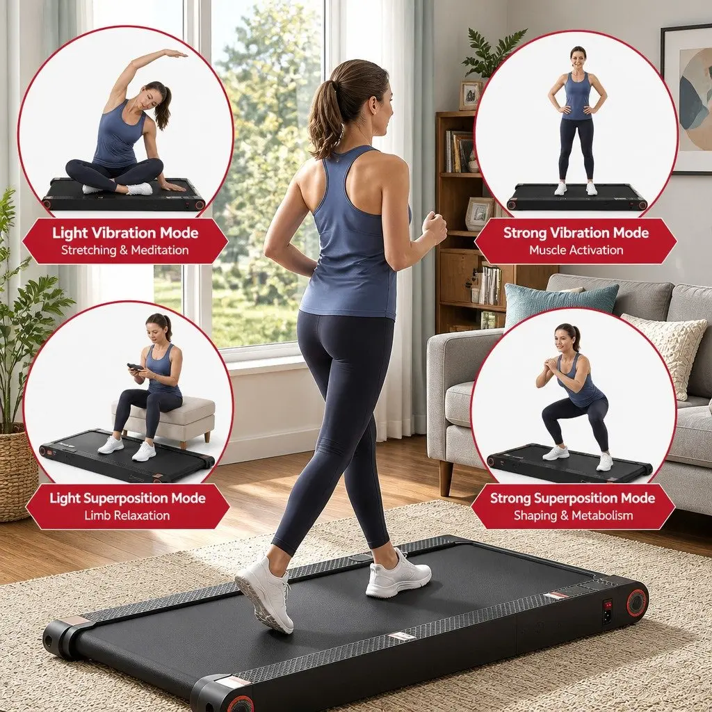 4-in-1 Walking Pad Treadmill Compact Under Desk Home Gym Machine 108cm Black