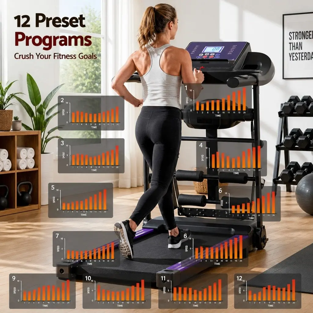Electric Treadmill Home Gym Fitness Exercise Machine with Massage Bar 12