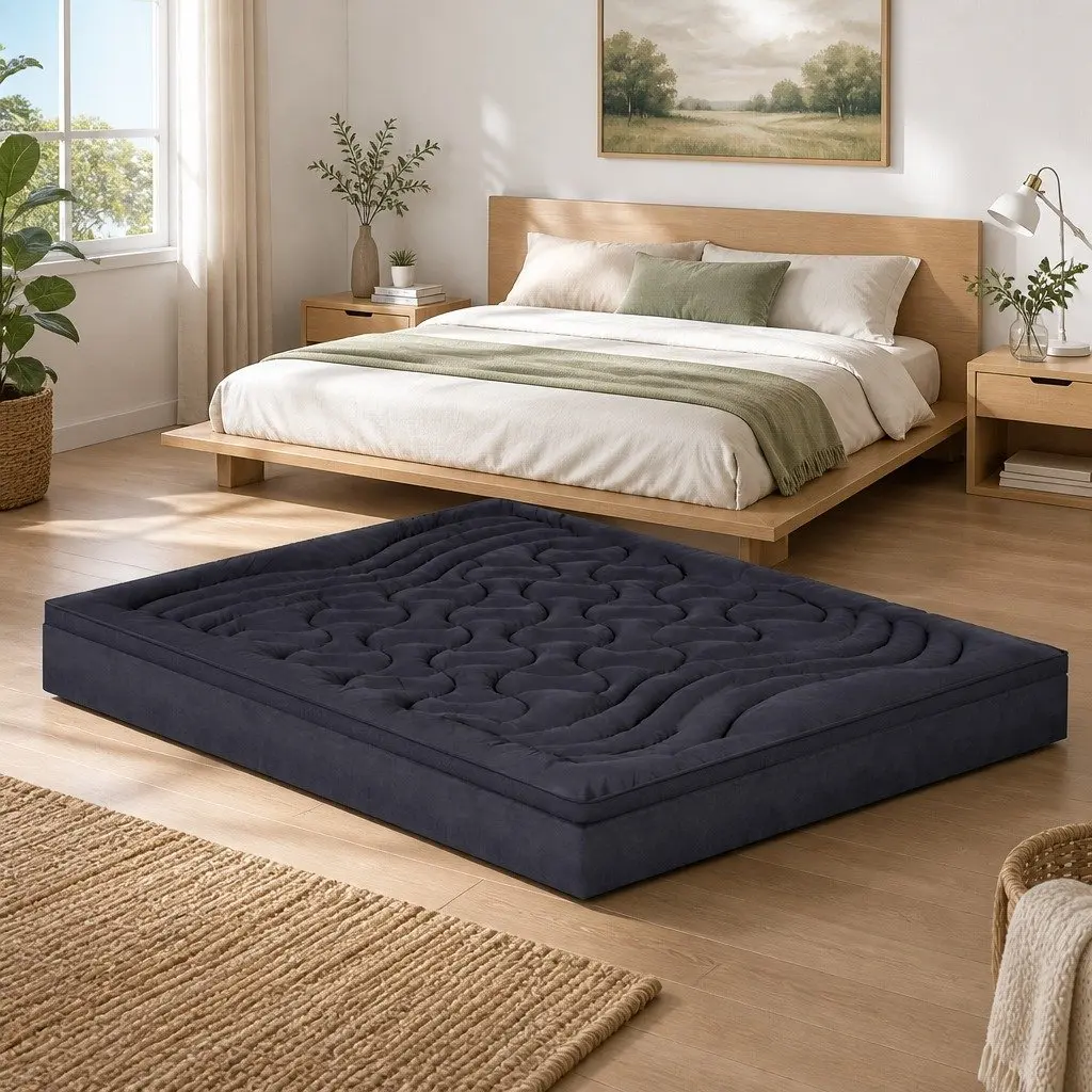 Mattress Topper Pillowtop 3-Zone King Single 1000GSM Charcoal Washable Deep