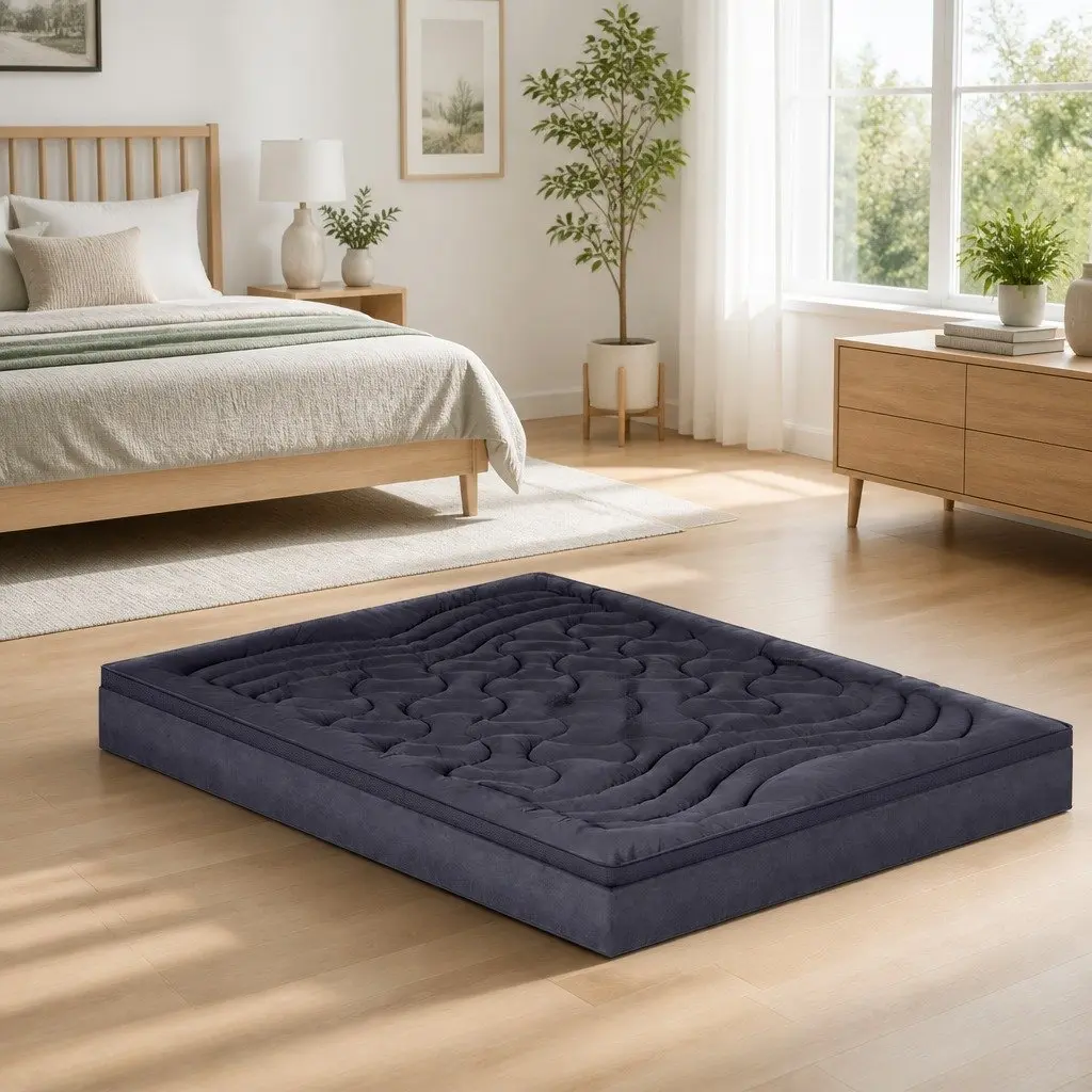 3-Zone Pillowtop Mattress Topper Double Bed Charcoal Microfibre Washable Pain