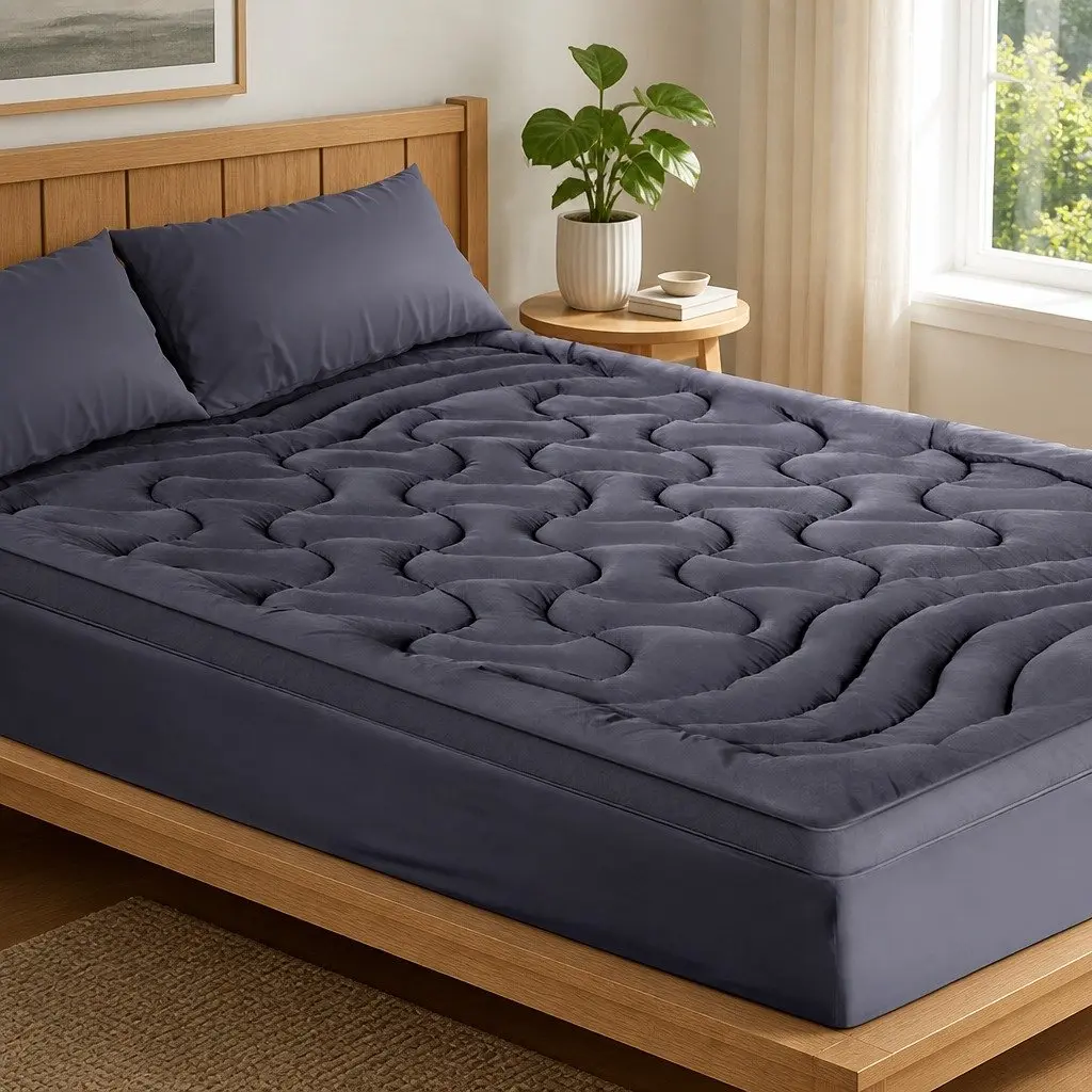 Mattress Topper Pillowtop Microfibre King Size 45cm Deep Charcoal 3 Zone Comfort