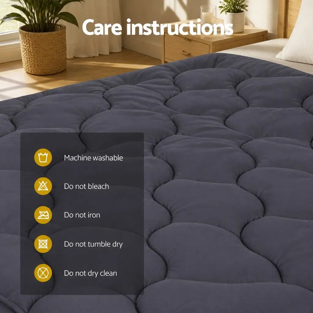 Mattress Topper Pillowtop Microfibre King Size 45cm Deep Charcoal 3 Zone Comfort