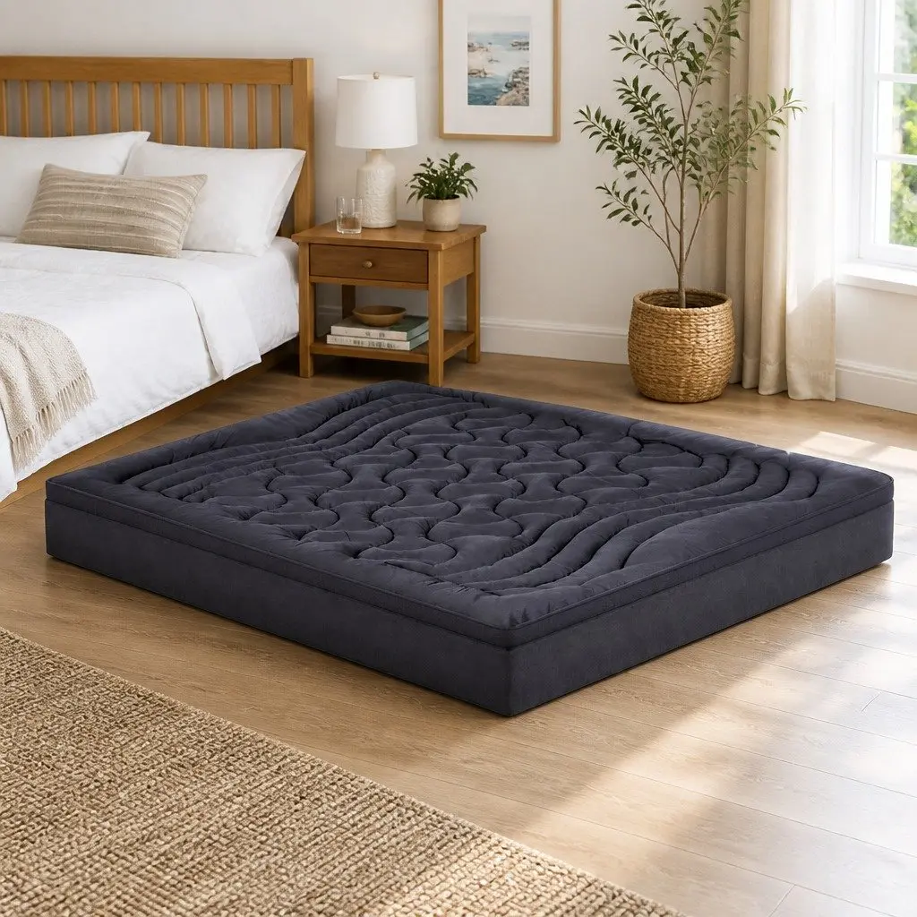 Mattress Topper Pillowtop Microfibre King Size 45cm Deep Charcoal 3 Zone Comfort