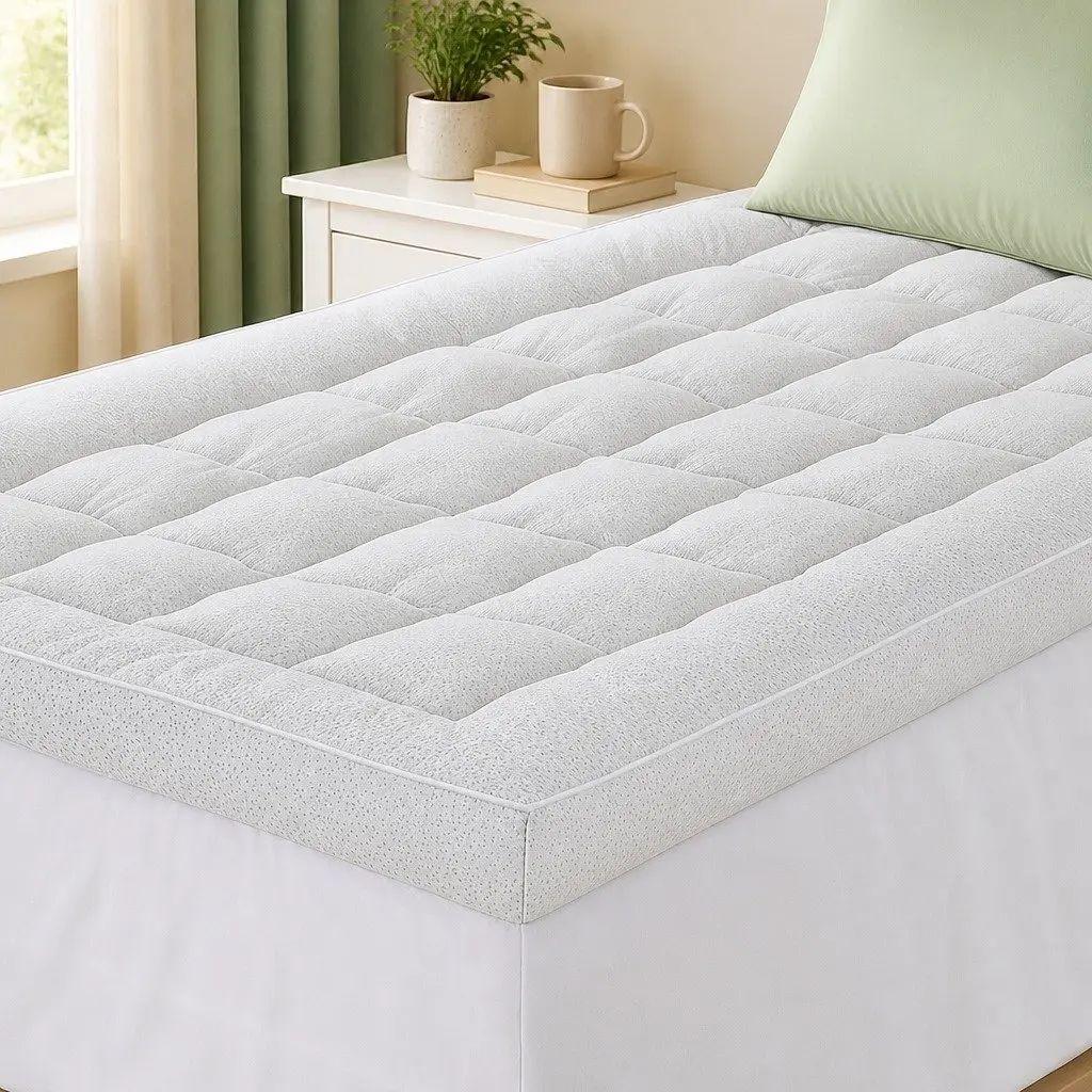 Mattress Topper 11cm Thick Bamboo Blend King Single Bed Cover White Deep