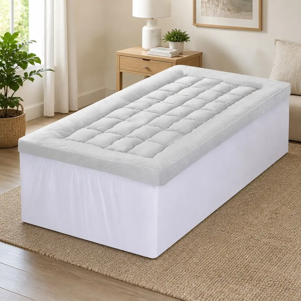 Mattress Topper 11cm Thick Bamboo Blend King Single Bed Cover White Deep