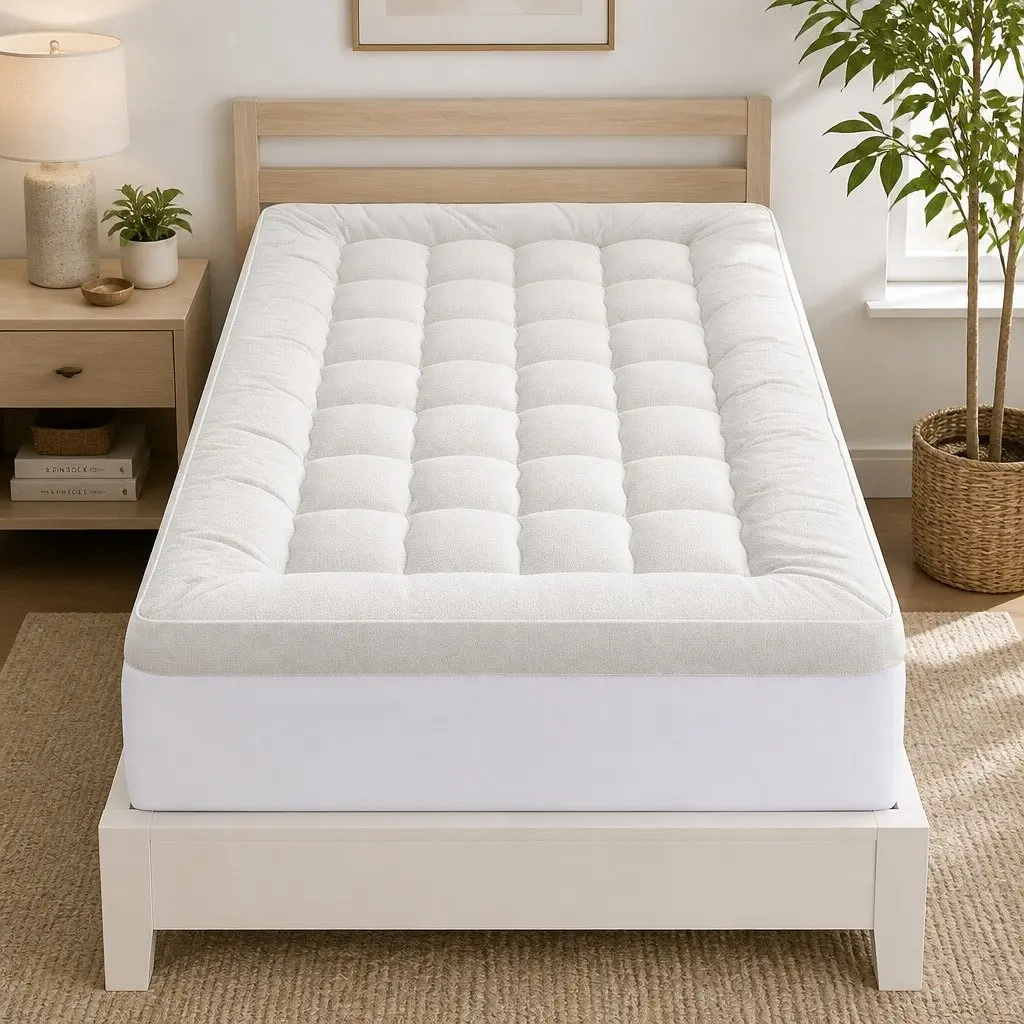 Mattress Topper 11cm Thick Bamboo Blend King Single Bed Cover White Deep