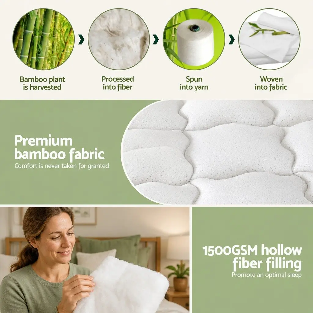 Mattress Topper 11cm Thick Bamboo Blend King Single Bed Cover White Deep