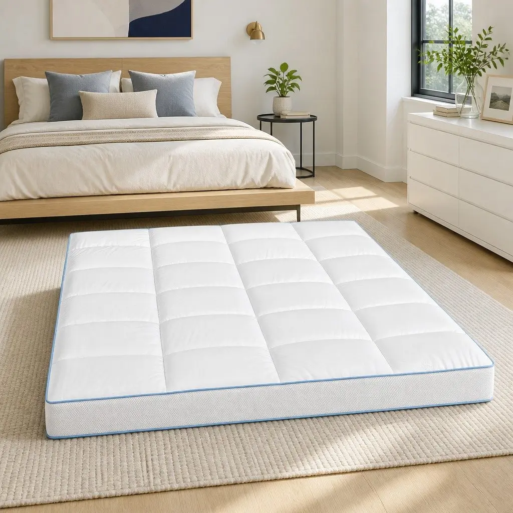 Pillowtop Mattress Topper White 10cm Thick Double Bed Cooling Microfibre Cover Deep Pocket
