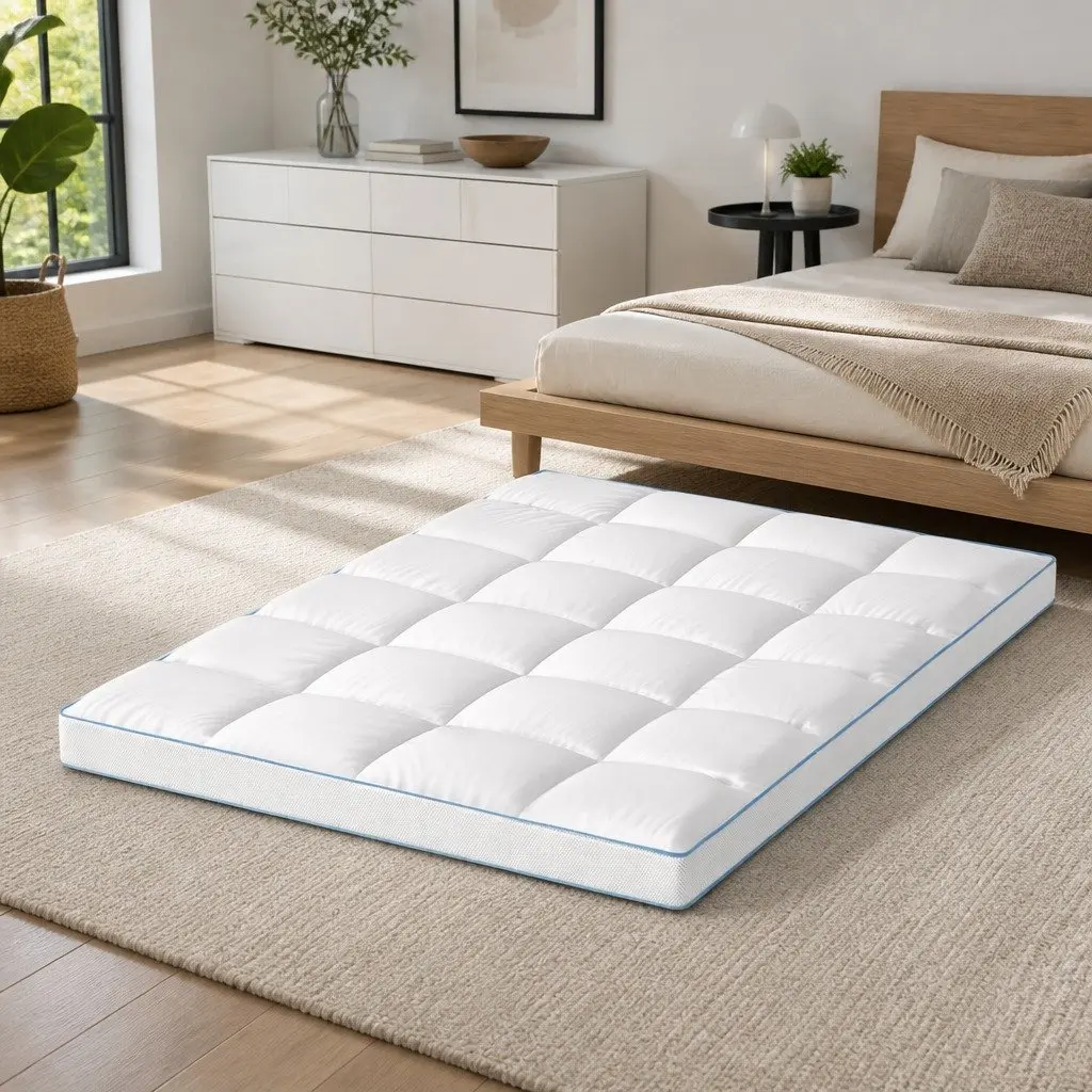 Pillowtop Mattress Topper White 10cm Thick Double Bed Cooling Microfibre Cover Deep Pocket