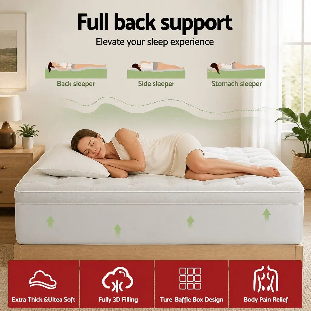 Pillowtop Mattress Topper Bamboo Cover 11cm Thick Single Bed Deep Pocket