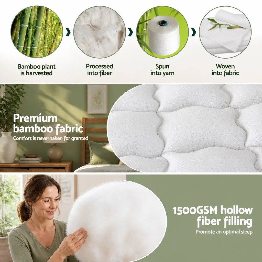 Pillowtop Mattress Topper Bamboo Cover 11cm Thick Single Bed Deep Pocket