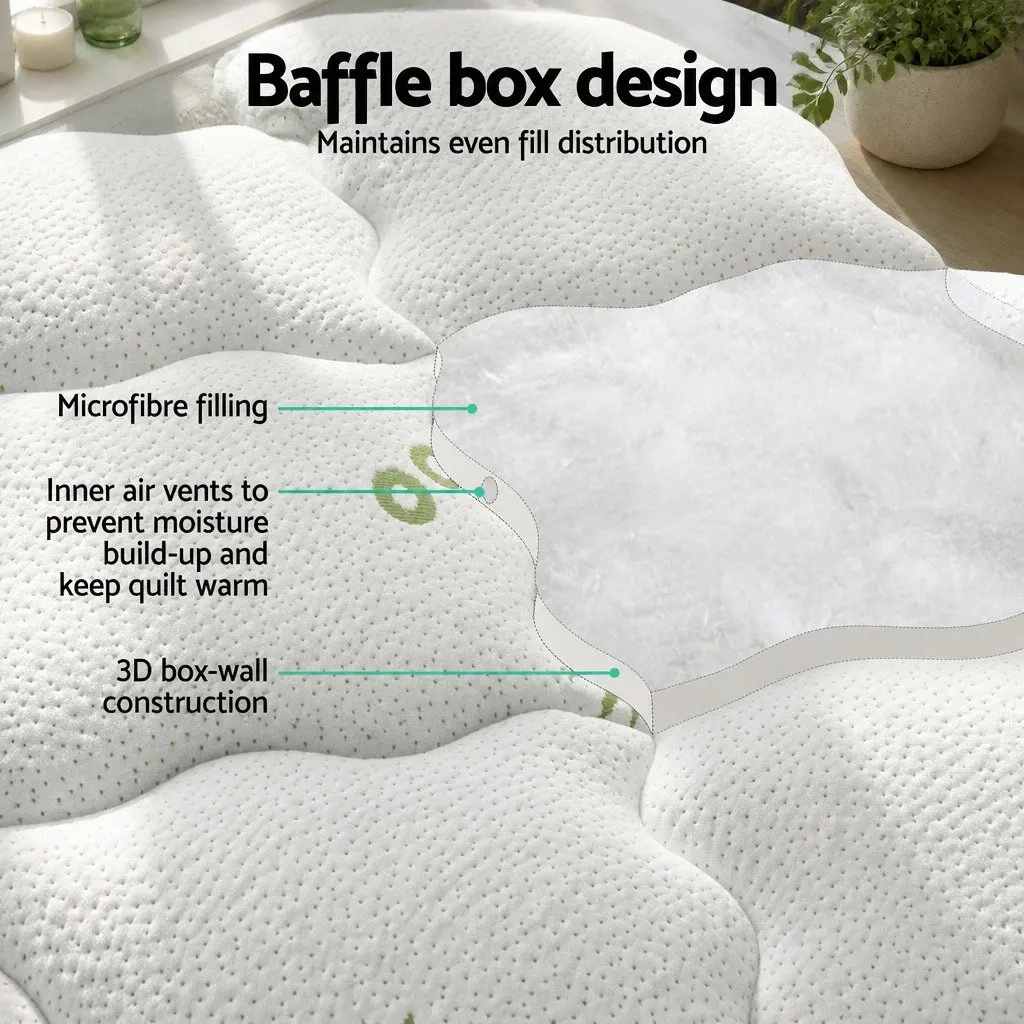 King Mattress Topper 7.5cm Thick Microfibre Fill Bamboo Cover White