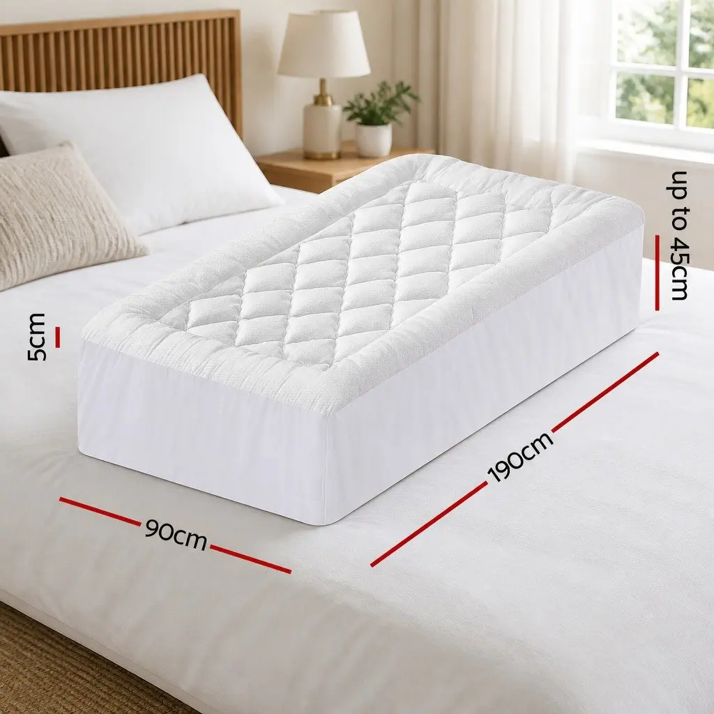 Pillowtop Mattress Topper 5cm Single Bed Bamboo Cooling Pad Washable Deep Pocket