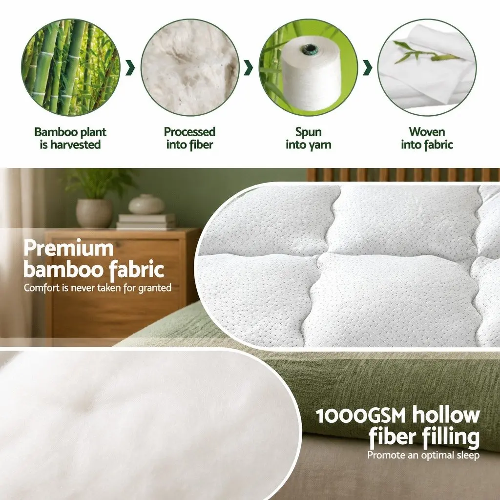 Pillowtop Mattress Topper 5cm Single Bed Bamboo Cooling Pad Washable Deep Pocket