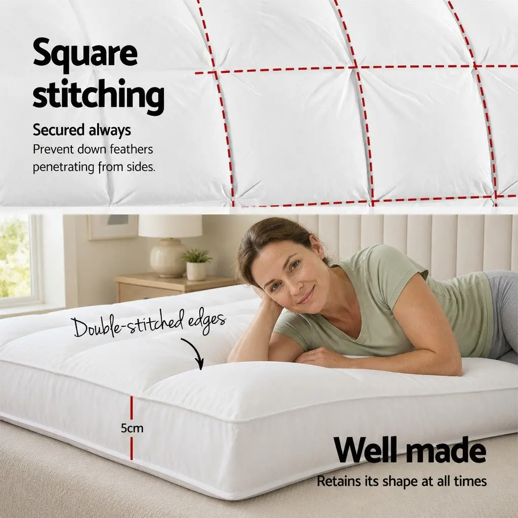 Mattress Topper 5cm Deep Fitted Bamboo Microfibre King Single Breathable Washable White