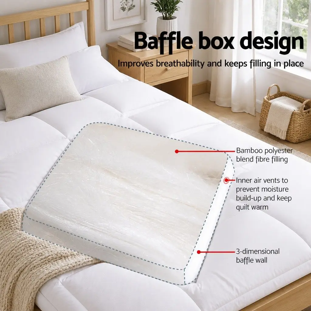Queen Mattress Topper 5cm Bamboo Pillowtop Pad Pressure Relief Breathable
