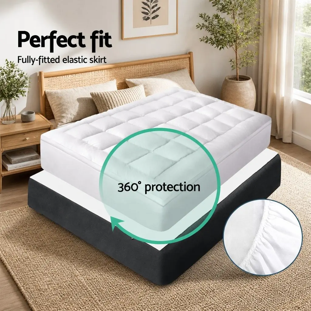 Queen Mattress Topper 5cm Bamboo Pillowtop Pad Pressure Relief Breathable