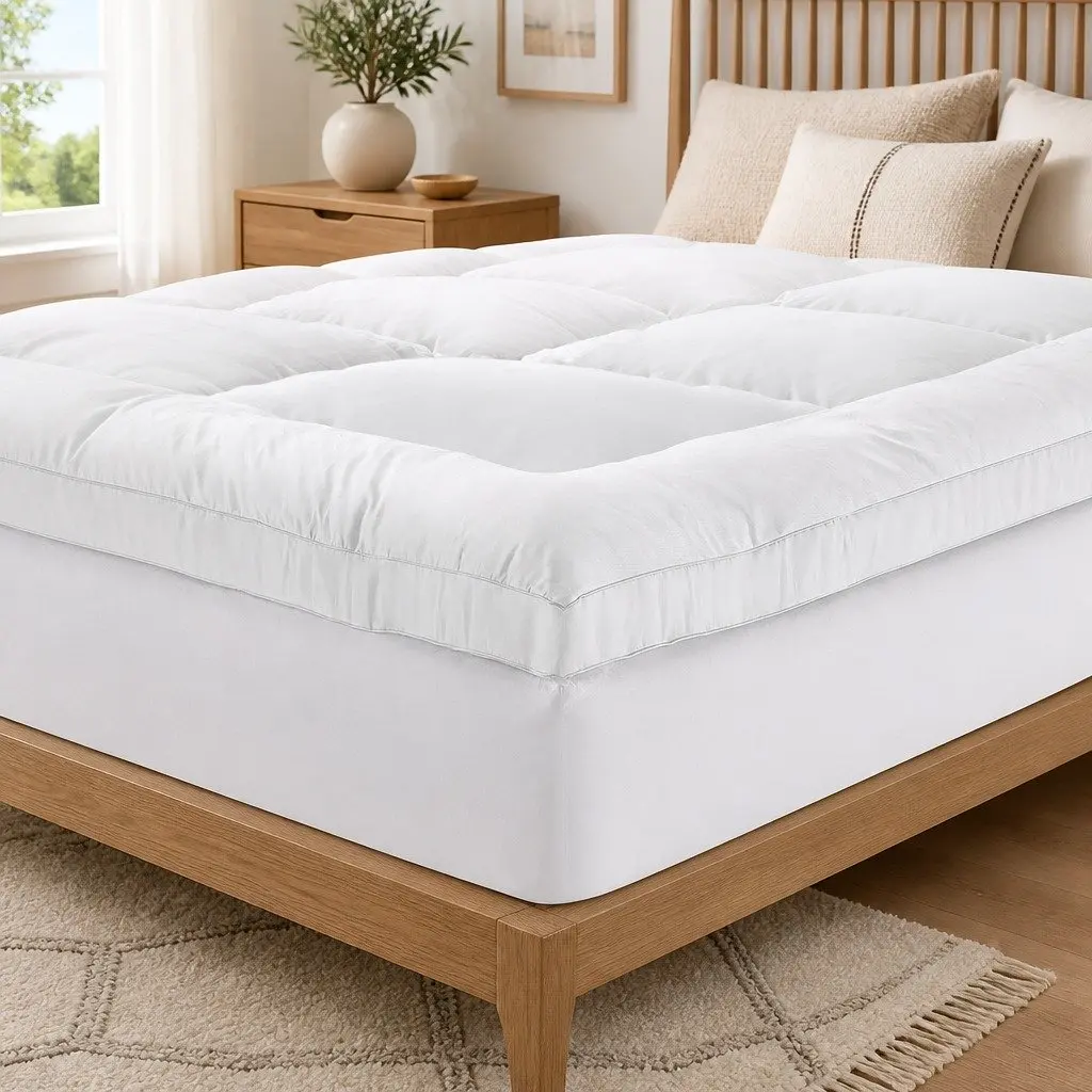 Queen Mattress Topper 5cm Bamboo Pillowtop Pad Pressure Relief Breathable