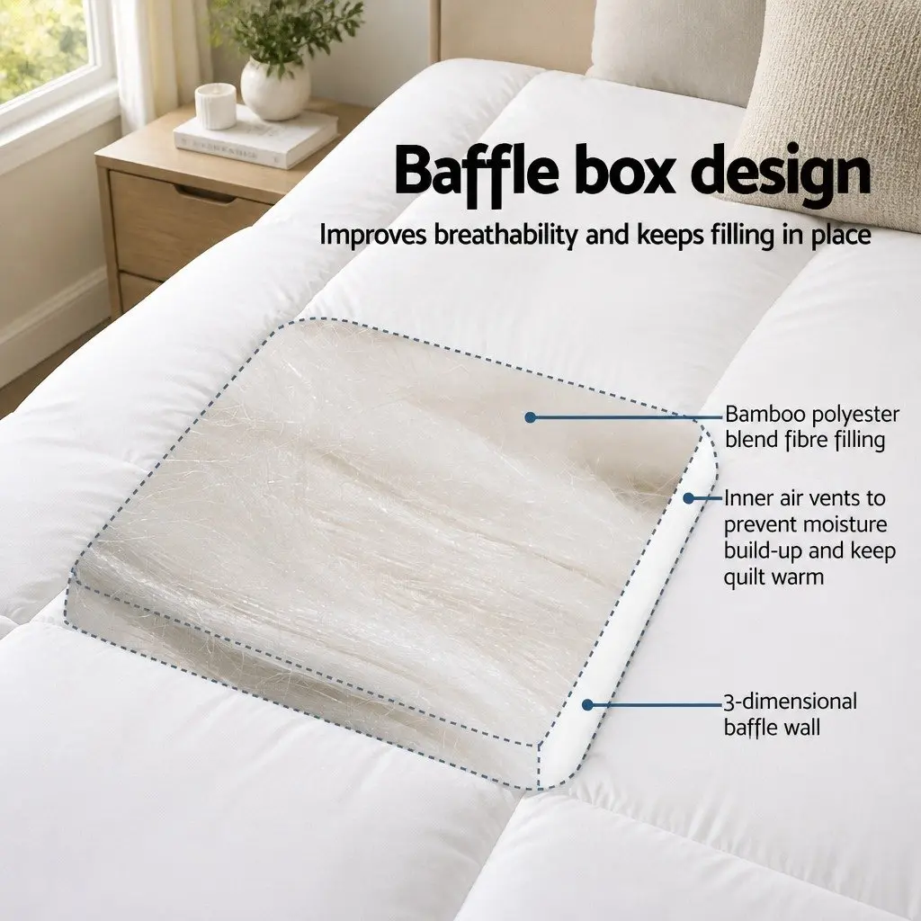 Single Mattress Topper Bamboo Microfibre 5cm Thick White 45cm Deep Pocket