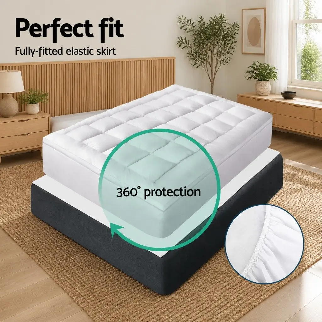 Single Mattress Topper Bamboo Microfibre 5cm Thick White 45cm Deep Pocket